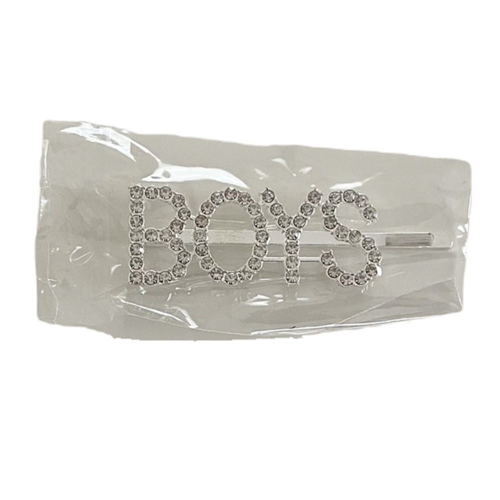 Crystal Rhinestone Studded Metal Hair Pin Accessory “BOYS” - Picture 15 of 15